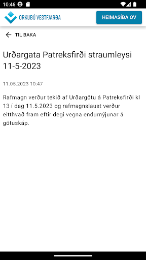 OV Tilkynningar Screen 2