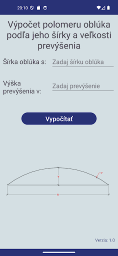 Android application Polomer oblúka screenshort