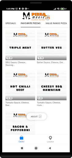 Android application Pizza Magic screenshort
