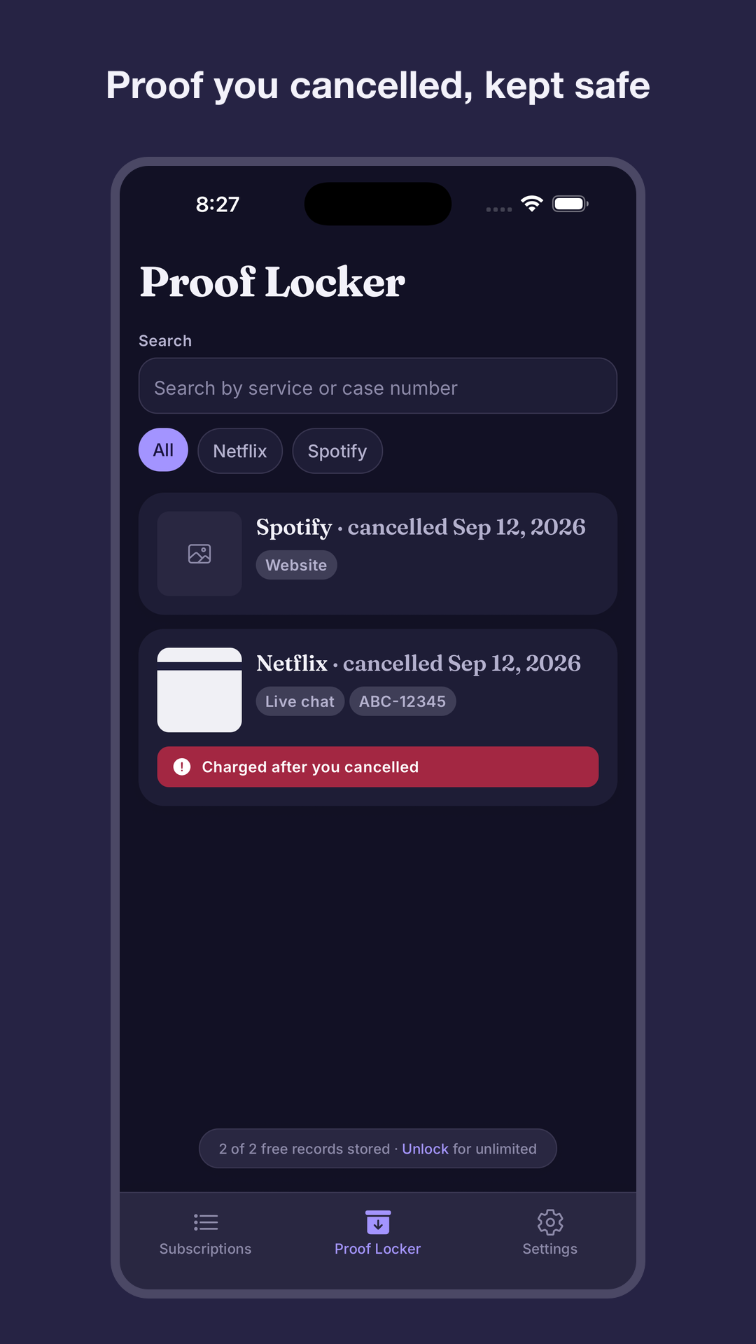 Screenshot 1 of Cancel Casefile: Keep Proof