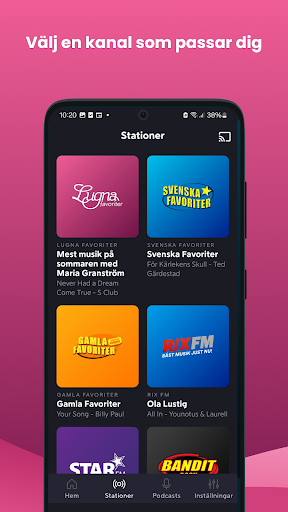 Android application Lugna Favoriter screenshort