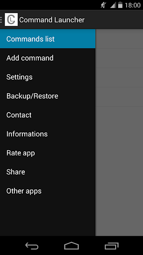 Android application Commands Launcher screenshort