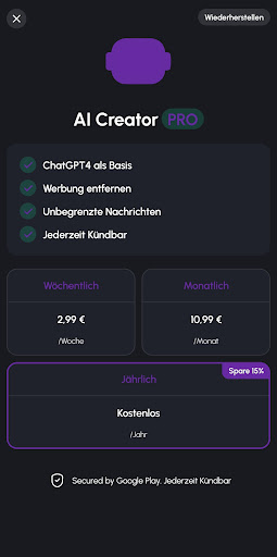 Android application AI Creator screenshort