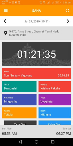 Saha Panchangam Nakshatra Hora Screen 3