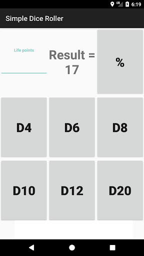Android application Simple dice roller screenshort