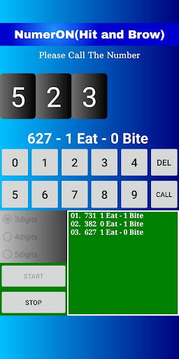 Android application Hit&Brow(NumerON) screenshort