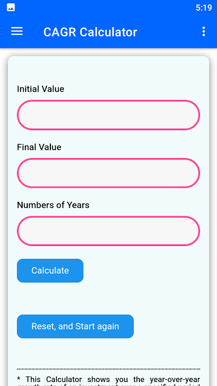 CAGR Calculator - 10 - (Android)