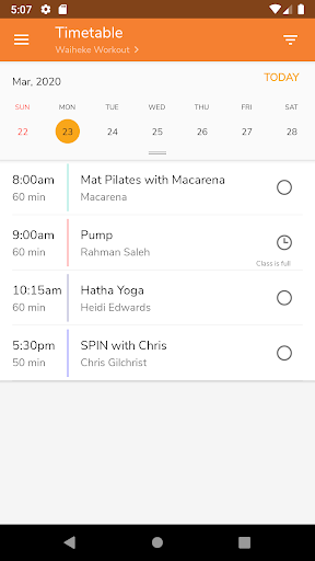 Android application Waiheke Workout screenshort