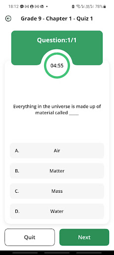 Science MCQ Quiz Screen 3