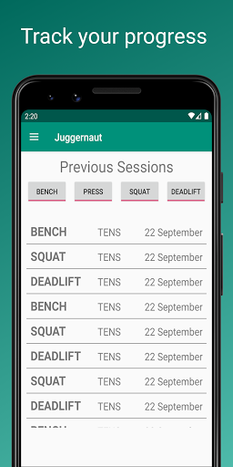 Juggernaut Powerlifting Log Screen 3