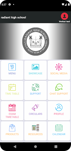 Radiant High School App Screen 2