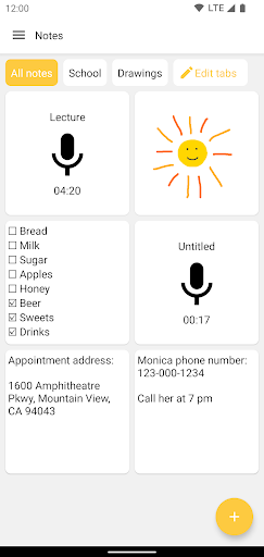 Android application Notes screenshort