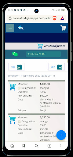 Android application CaisseAfrica - caisse dépense screenshort