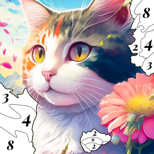 Cat Color by Number Paint Game  Icon
