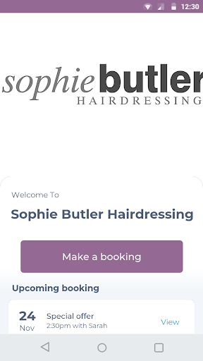 Android application Sophie Butler Hairdressing screenshort