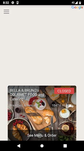 Android application Bella & Bruno's Gourmet Food screenshort