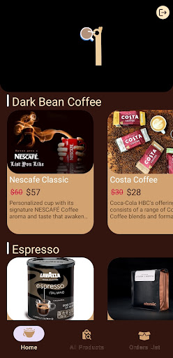 Android application Coffee Shop screenshort