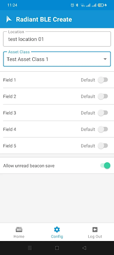 Android application Radiant BLE Create screenshort