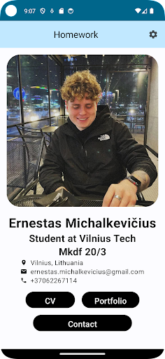 Android application Business Card Ernestas screenshort