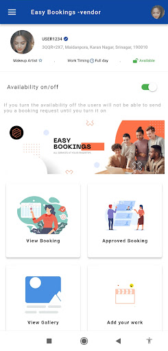 Easy Bookings -vendor Screen 3