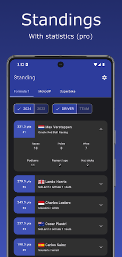 Screenshot of NextGP | Calendar F1 MotoGP …