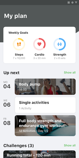 Android application Code Green Fitness screenshort
