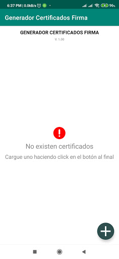 Android application Creador Certificados de Firma screenshort
