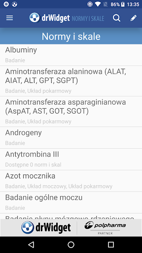 Android application DrWidget Normy i Skale screenshort