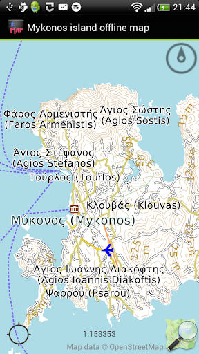 Android application Mykonos island offline map screenshort