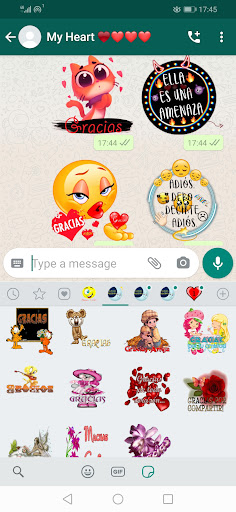 Pegatinas Gracias para Whastapp Stickers