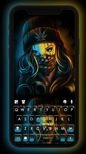 Android application Gangster Mask Girl Keyboard Ba screenshort
