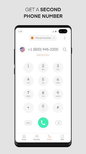 Phoner 2nd Phone Number + Texting & Calling App 5.0 screenshots 1