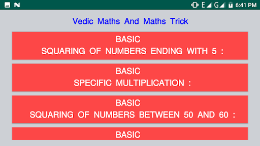 Android application Vedic Math's Trick screenshort