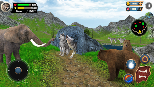 ป่า หมาป่า เครื่องจำลอง เกม 3d