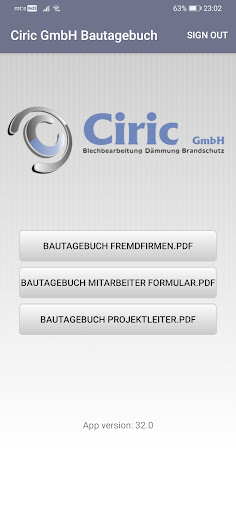 Android application Ciric GmbH Bautagebuch screenshort