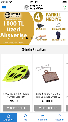 Android application Uysal Bisiklet screenshort