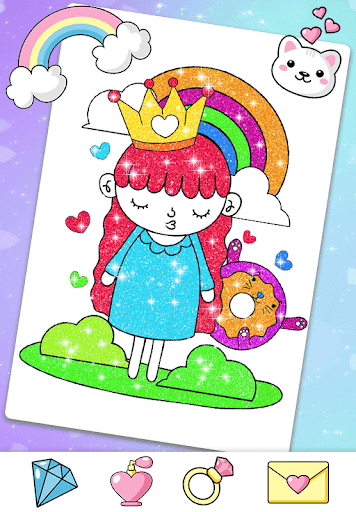 Android application Glitter Kawaii Coloring Book screenshort