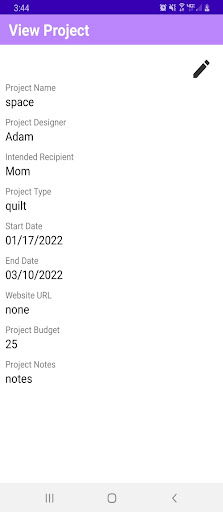 Android application Project Planner screenshort