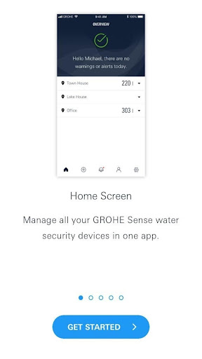 Android application GROHE Sense screenshort