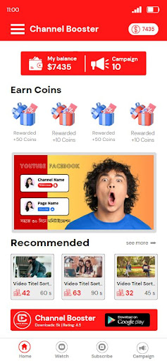 Channel Booster  sub4sub view