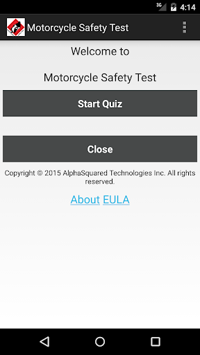 Android application Motorcycle Safety Test screenshort