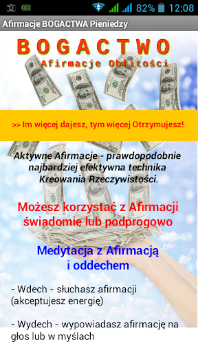 Android application Afirmacje Pieniędzy i BOGACTWA screenshort