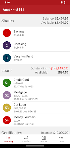 Railway Credit Union Screen 2