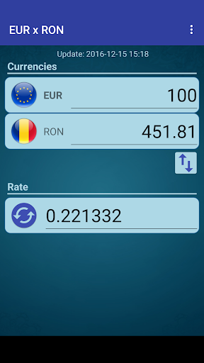 Android application Euro x Romanian Leu screenshort