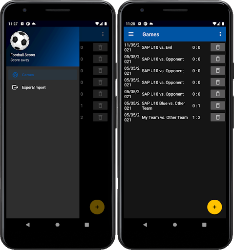 Android application Football Scorer screenshort