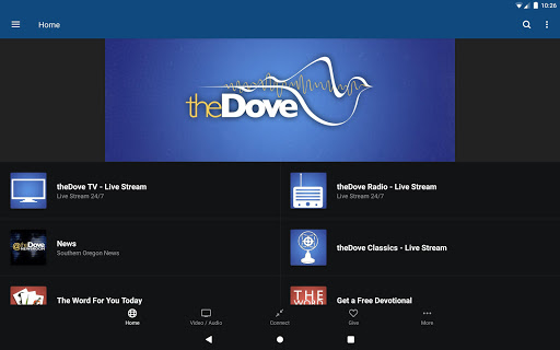 Screenshot of theDove Radio & TV