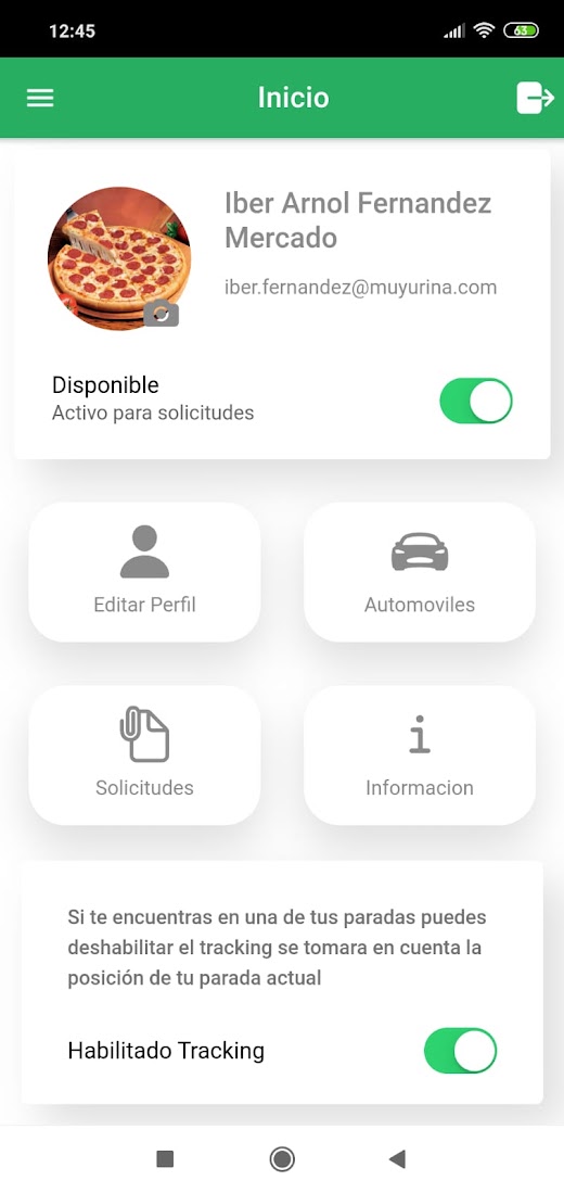 Android application Seguritaxi Conductor screenshot