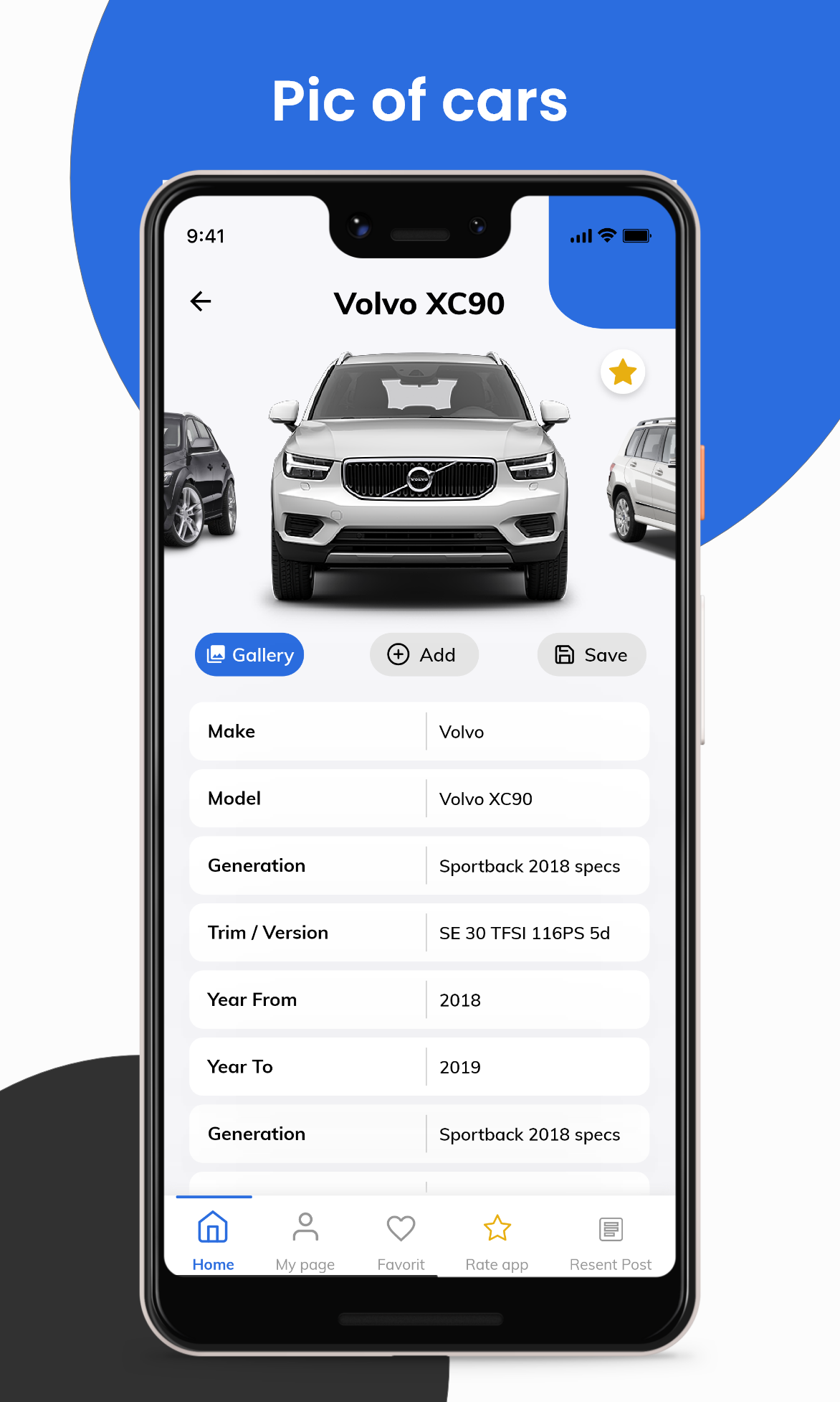 Android application Car info - Car data, cars dataset & vehicles screenshort