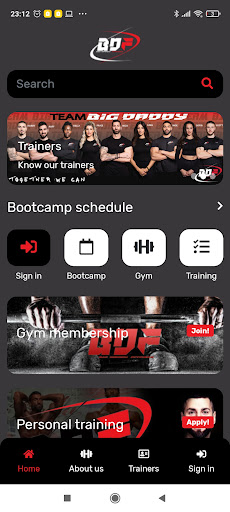 Android application Big Daddy Fitness screenshort