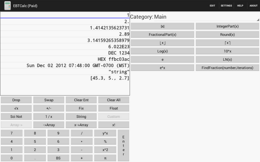 Android application Programmable RPN Calc screenshort
